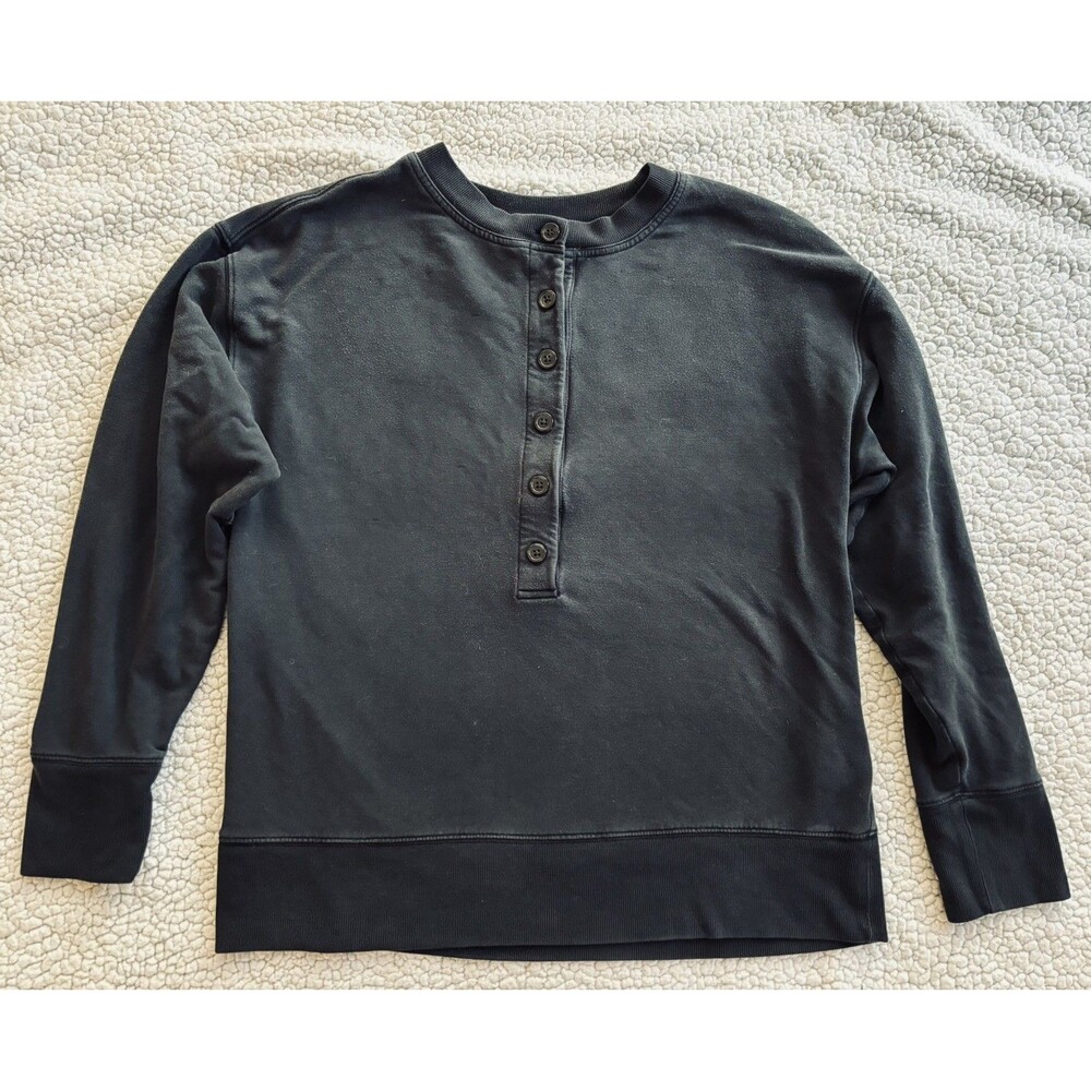 Athleta Balance Henley Sweatshirt Black Women’s Small Petite